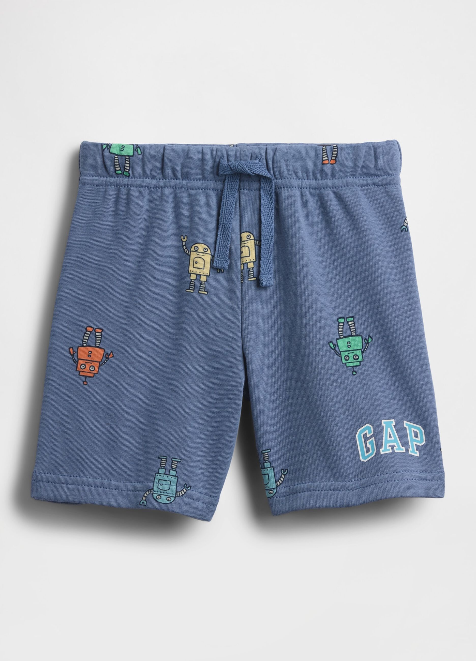 Cotton-blend shorts with robot print