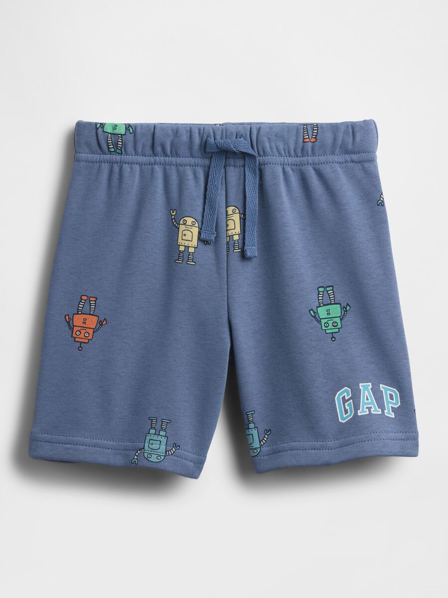 Cotton-blend shorts with robot print_0