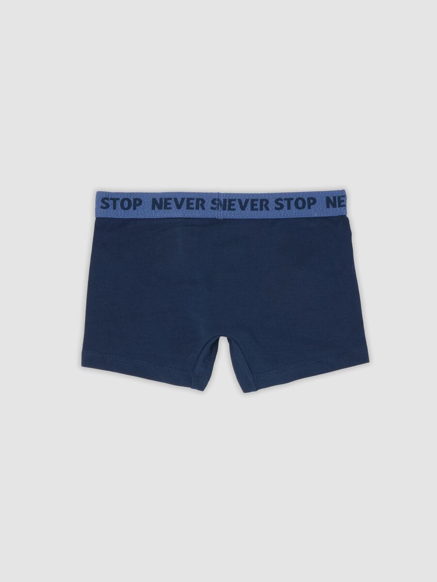 Boxer midi blu in cotone organico elasticizzato per bambino e ragazzo_1