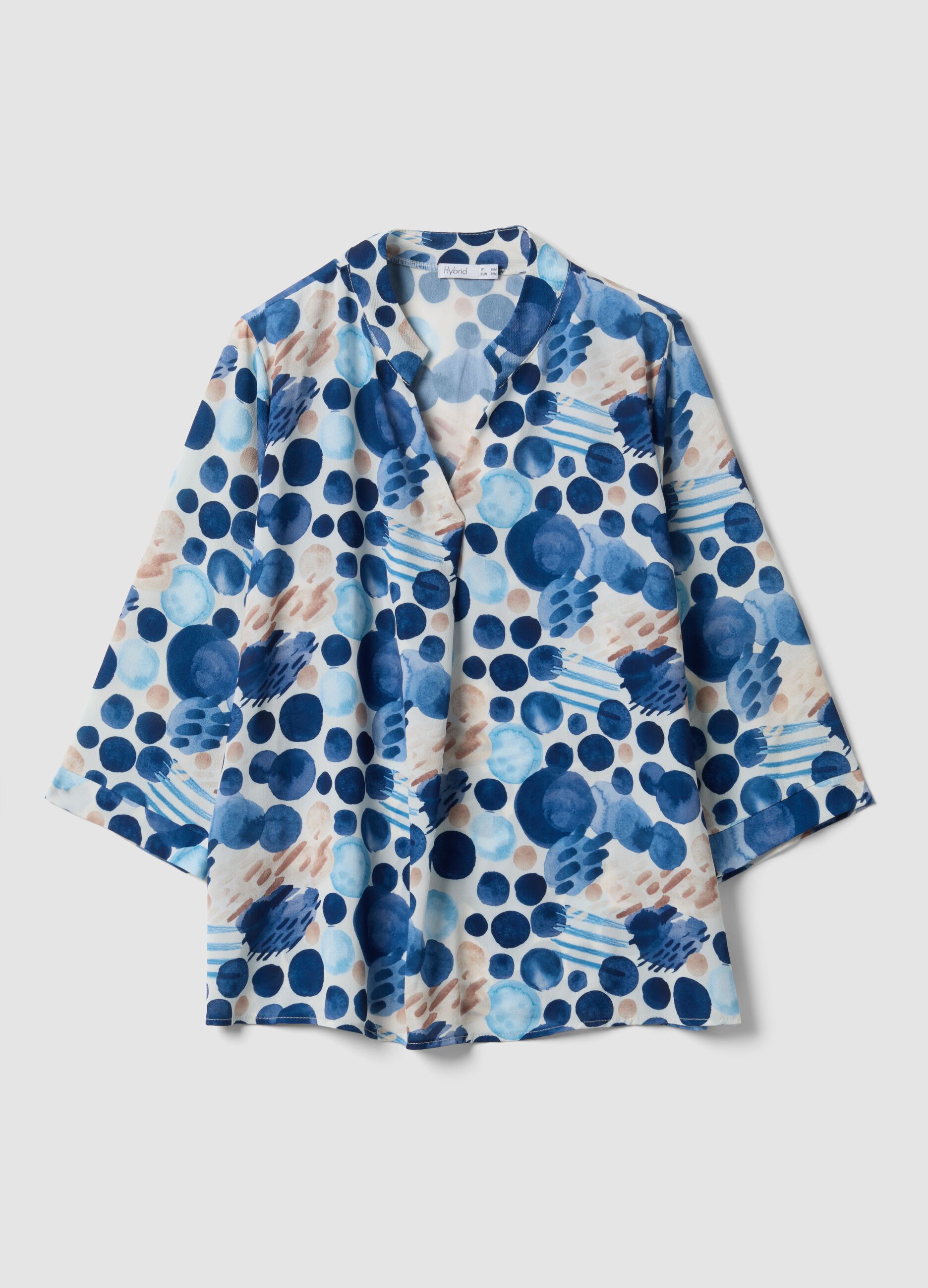 Blue patterned long-sleeve top