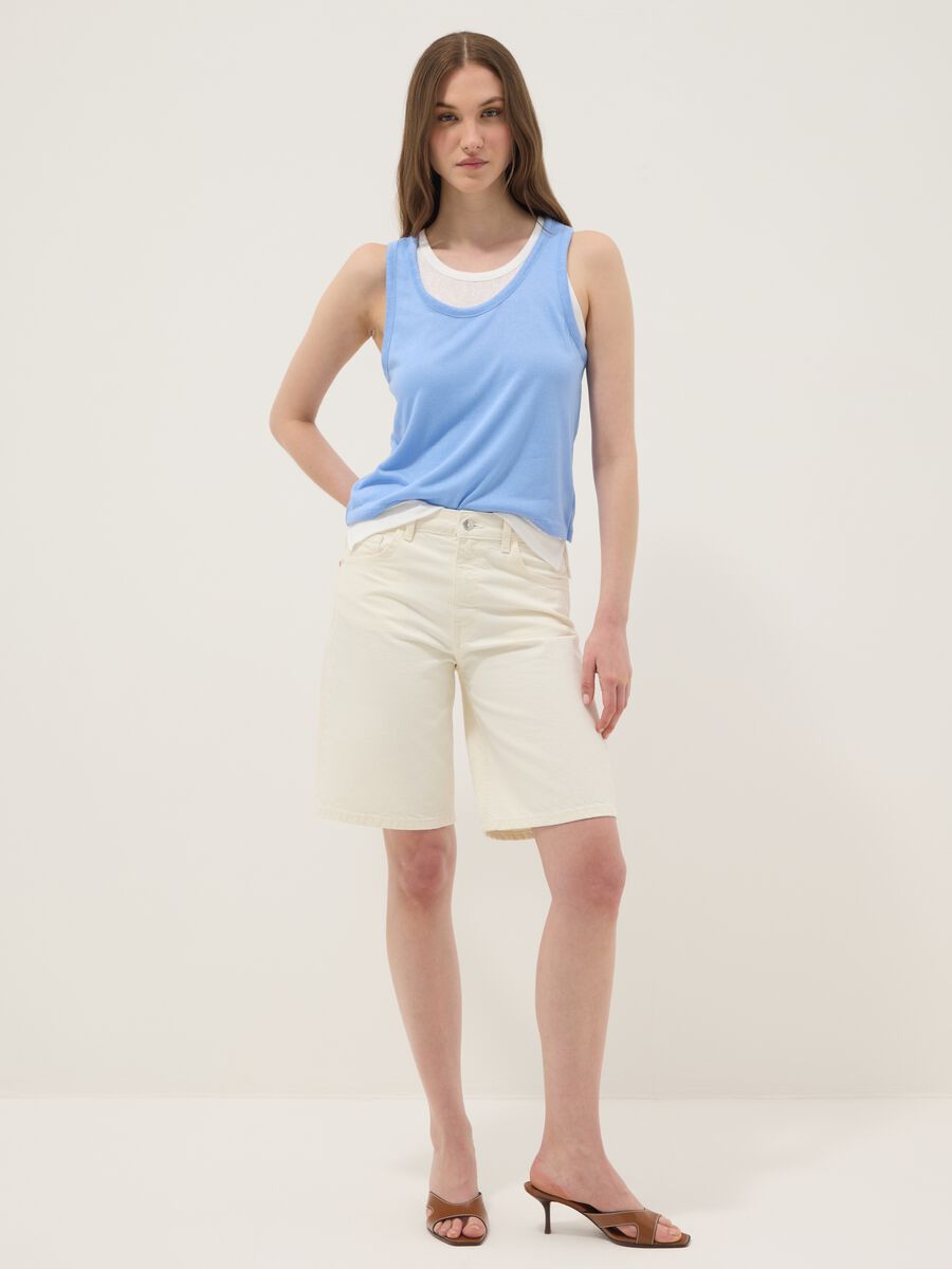 Tank top azzurro in misto viscosa regular fit_2
