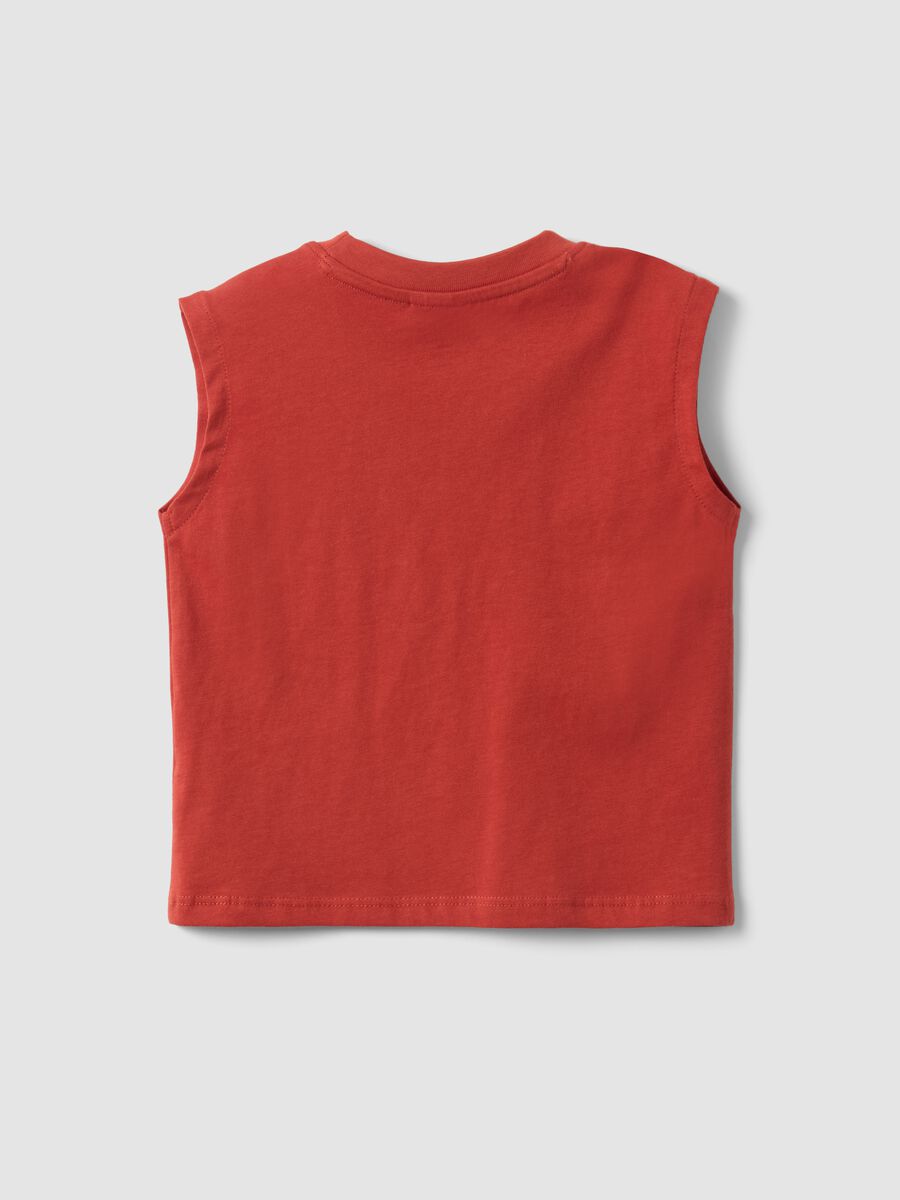 Red children's pure cotton tank top regular fit with pocket_1