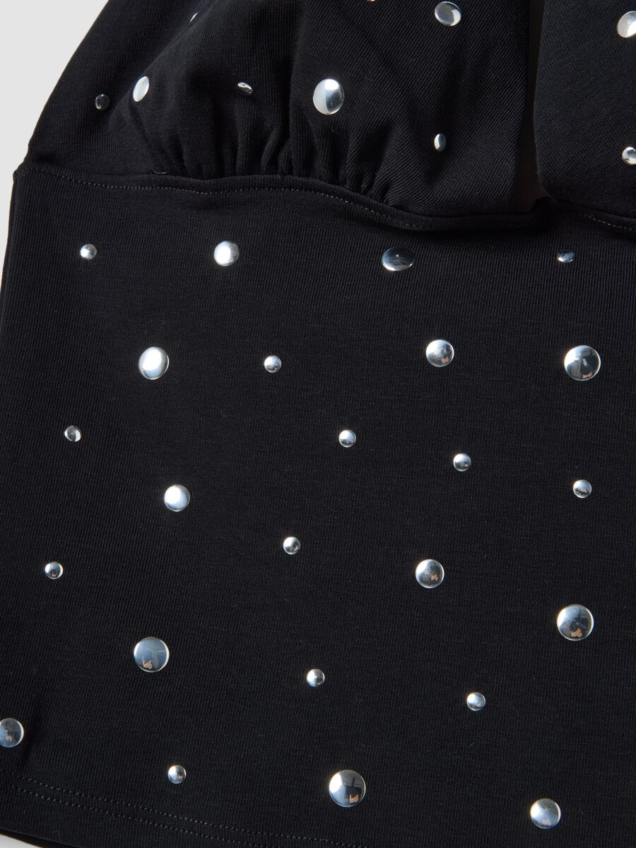 Black stretch cotton regular-fit tank top with deep neckline_5