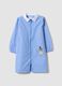 Blue gingham nursery apron with zip and animal embroidery_0
