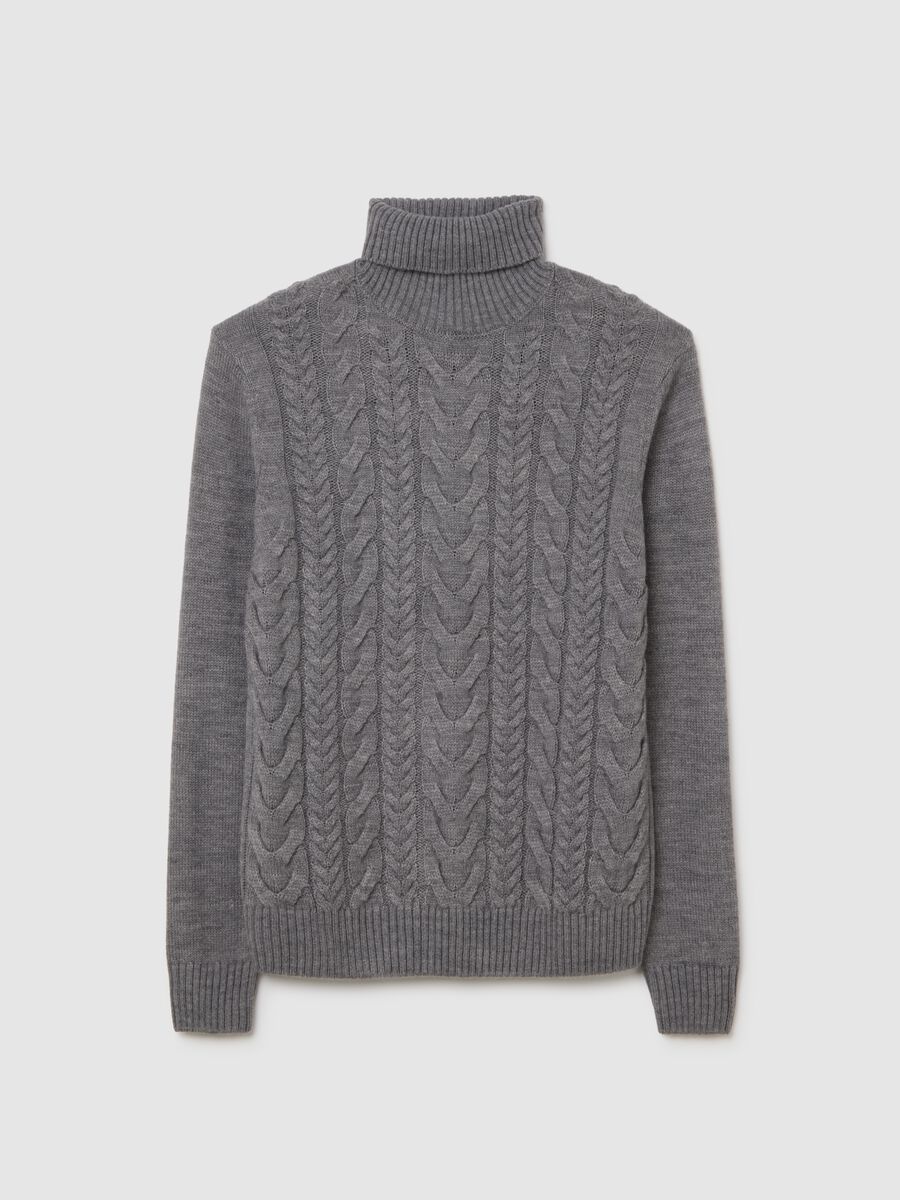 Grey turtleneck regular fit with jacquard pattern_0