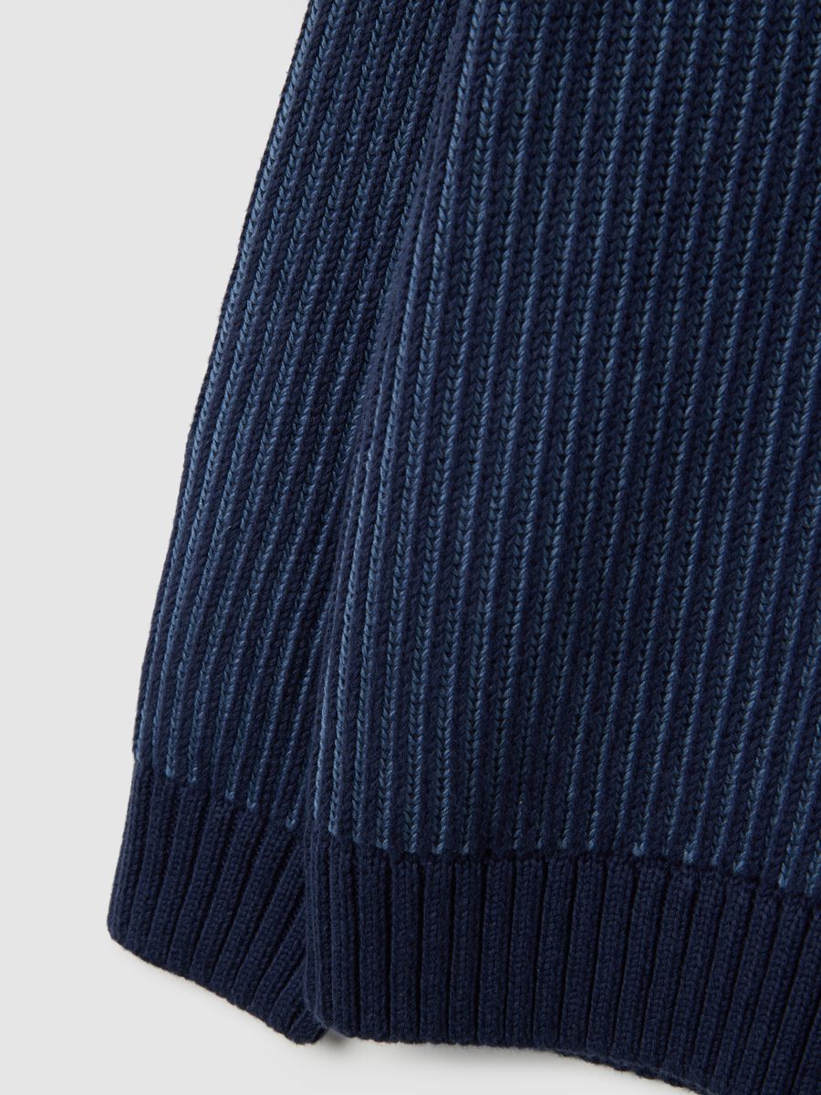 Blue high-neck cotton blend cardigan for kids, regular fit_3