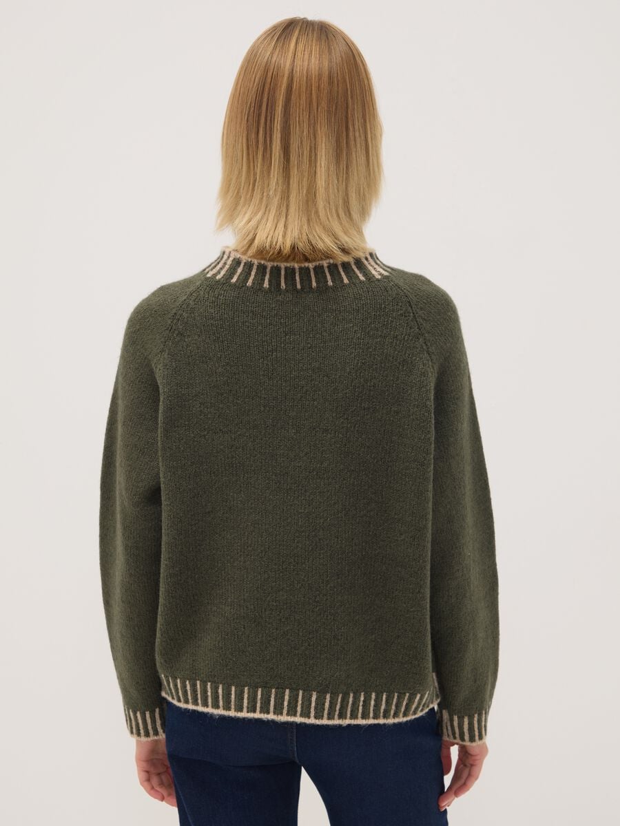 Green wool-blend jumper with contrast trims, regular fit_3
