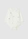 Newborn white pure cotton bodysuit with collar_0