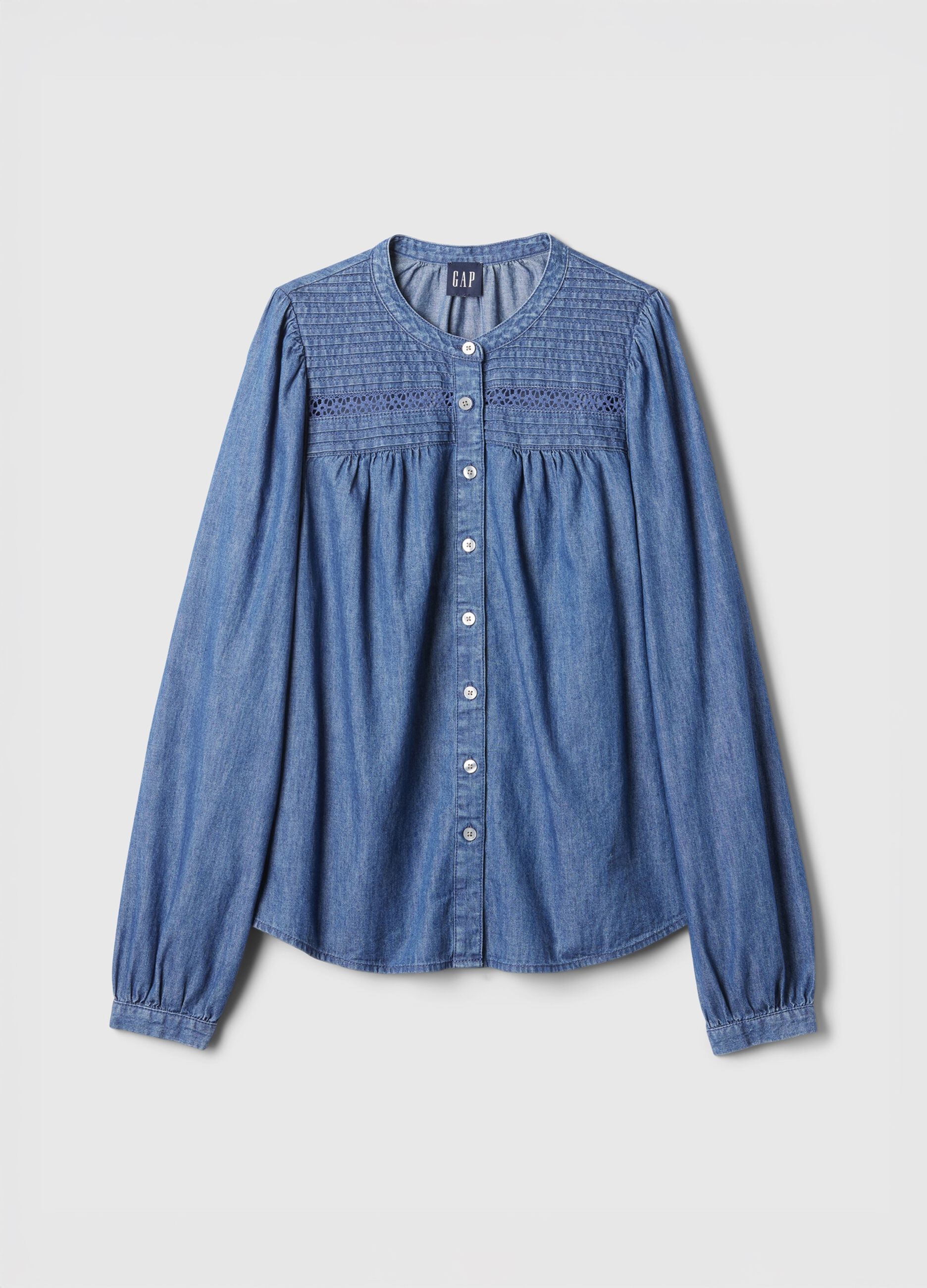 Blue Denim Shirt with Crafted Details