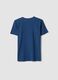 Boys' blue pure cotton T-shirt, relaxed fit with white collar_1