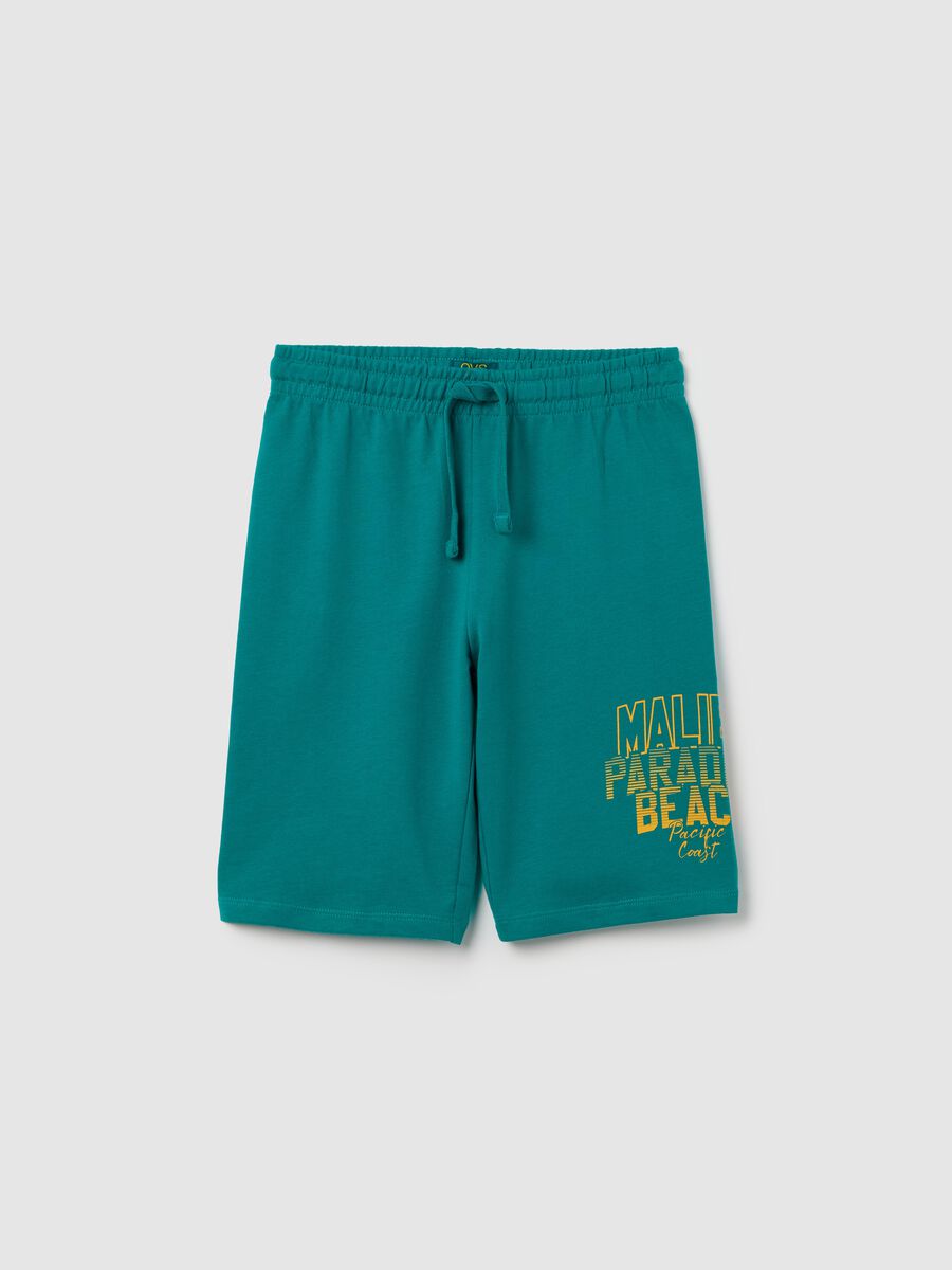 Green Cotton Shorts for Kids_0