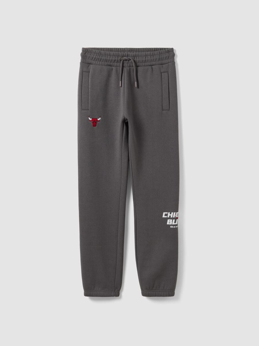 Grey cotton-blend track trousers with Chicago Bulls print_3