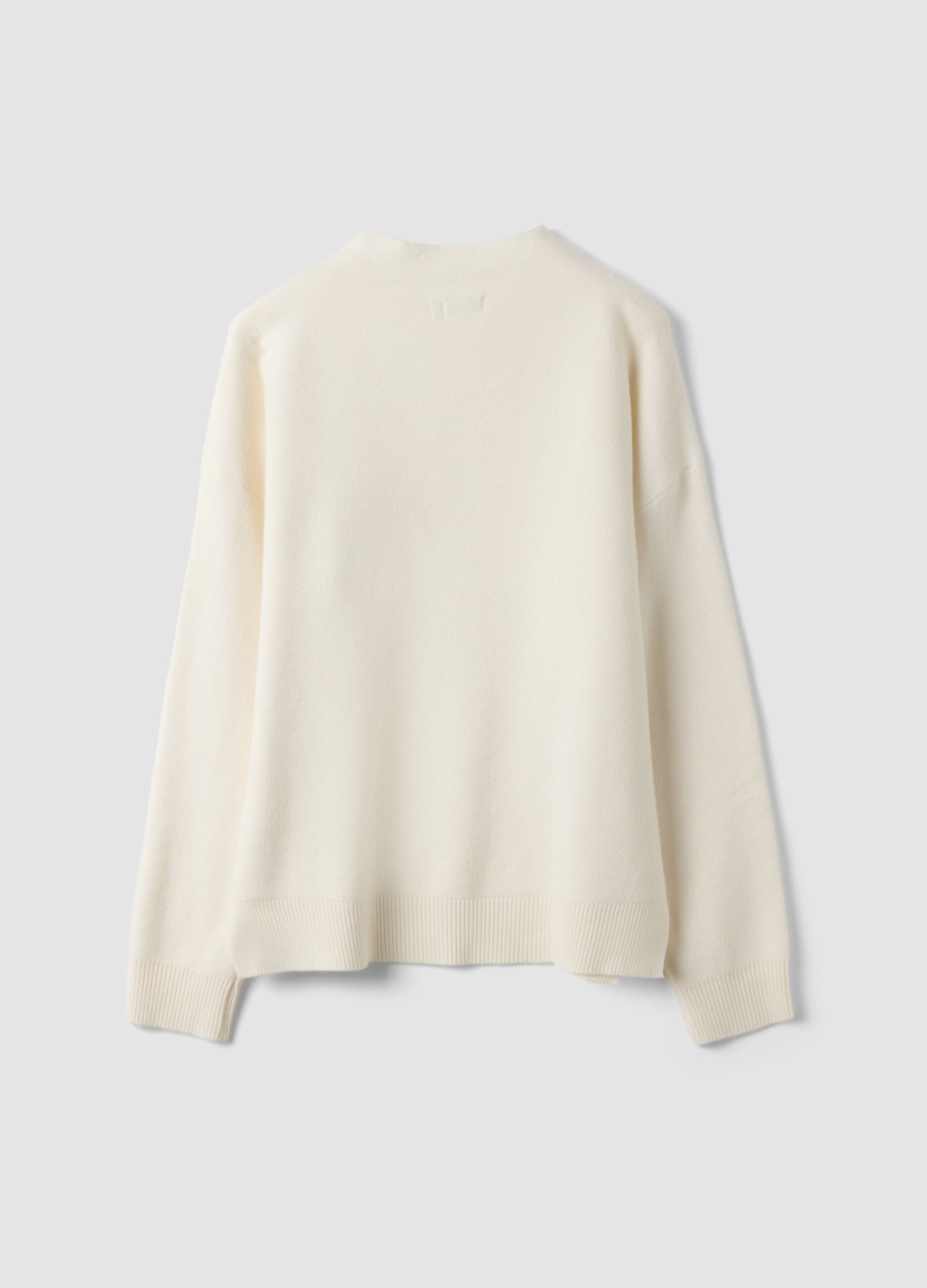 Sand viscose-blend jumper with sequin embroidery, regular fit