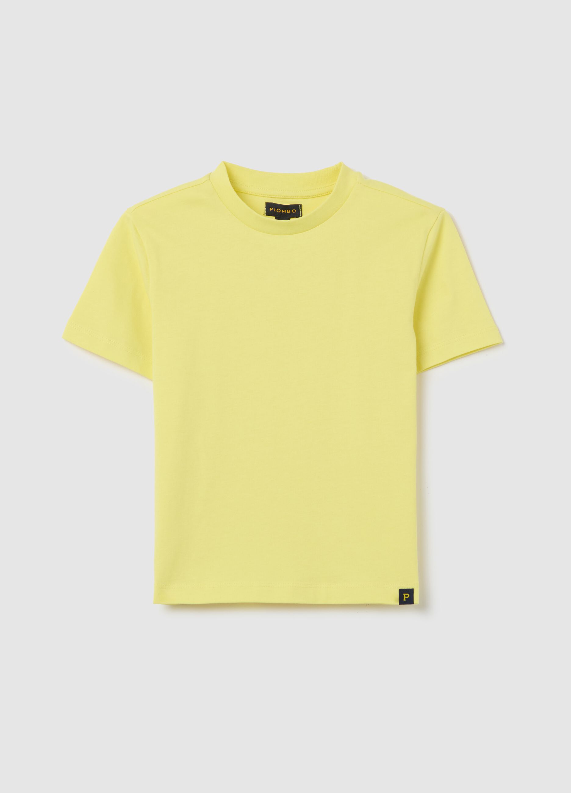 Yellow cotton T-shirt with round neck