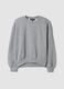 Grey crew-neck sweatshirt in cotton-viscose blend fleece, regular fit_0