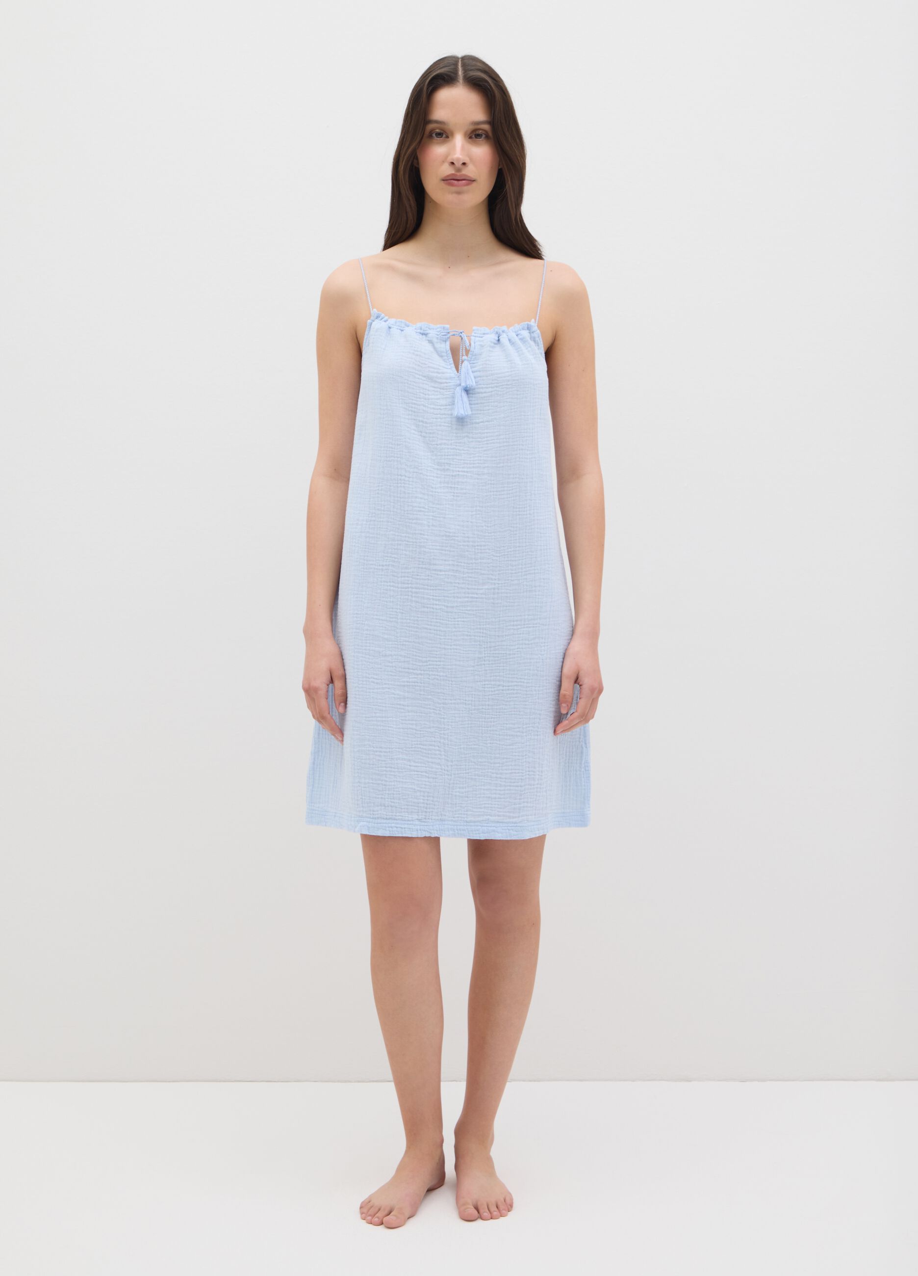 Camicia da donna in puro cotone azzurra