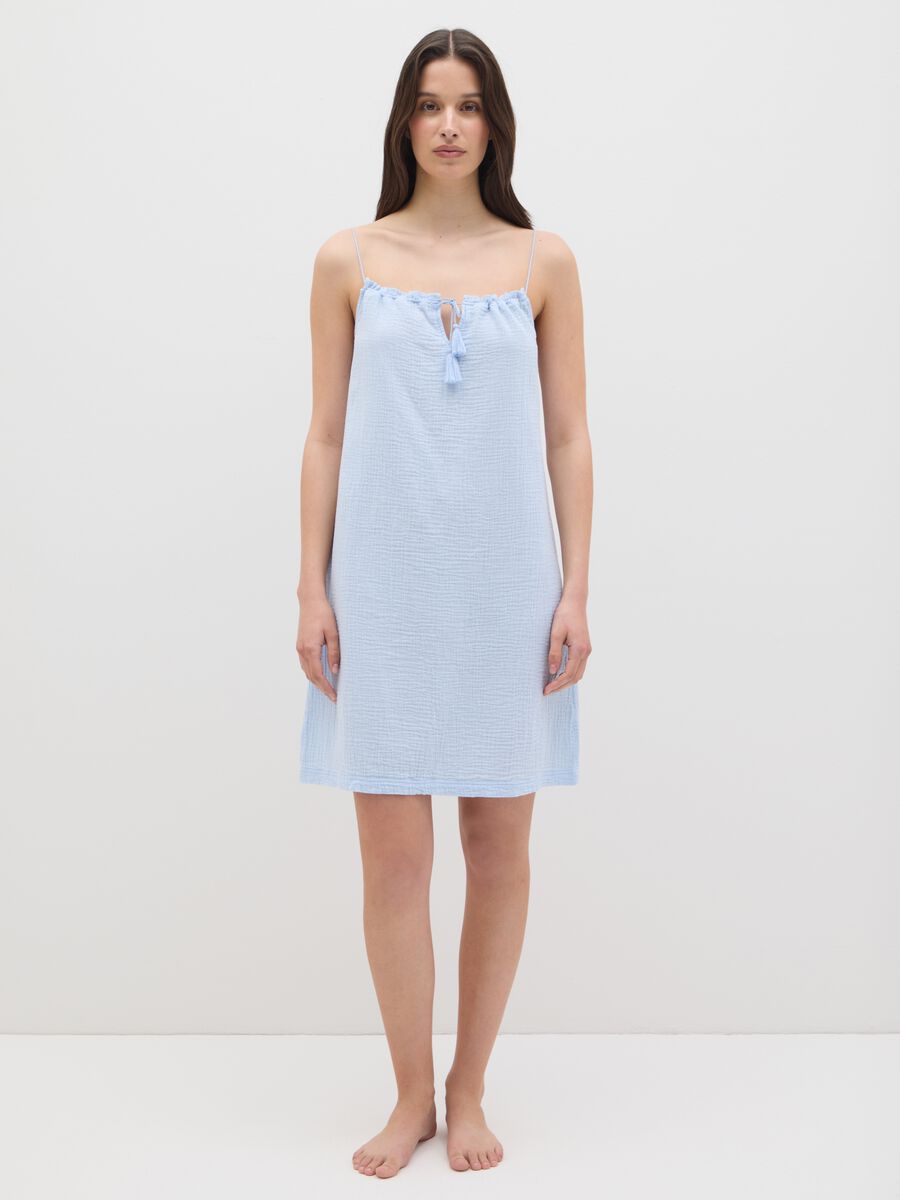 Light blue pure cotton women's shirt_1