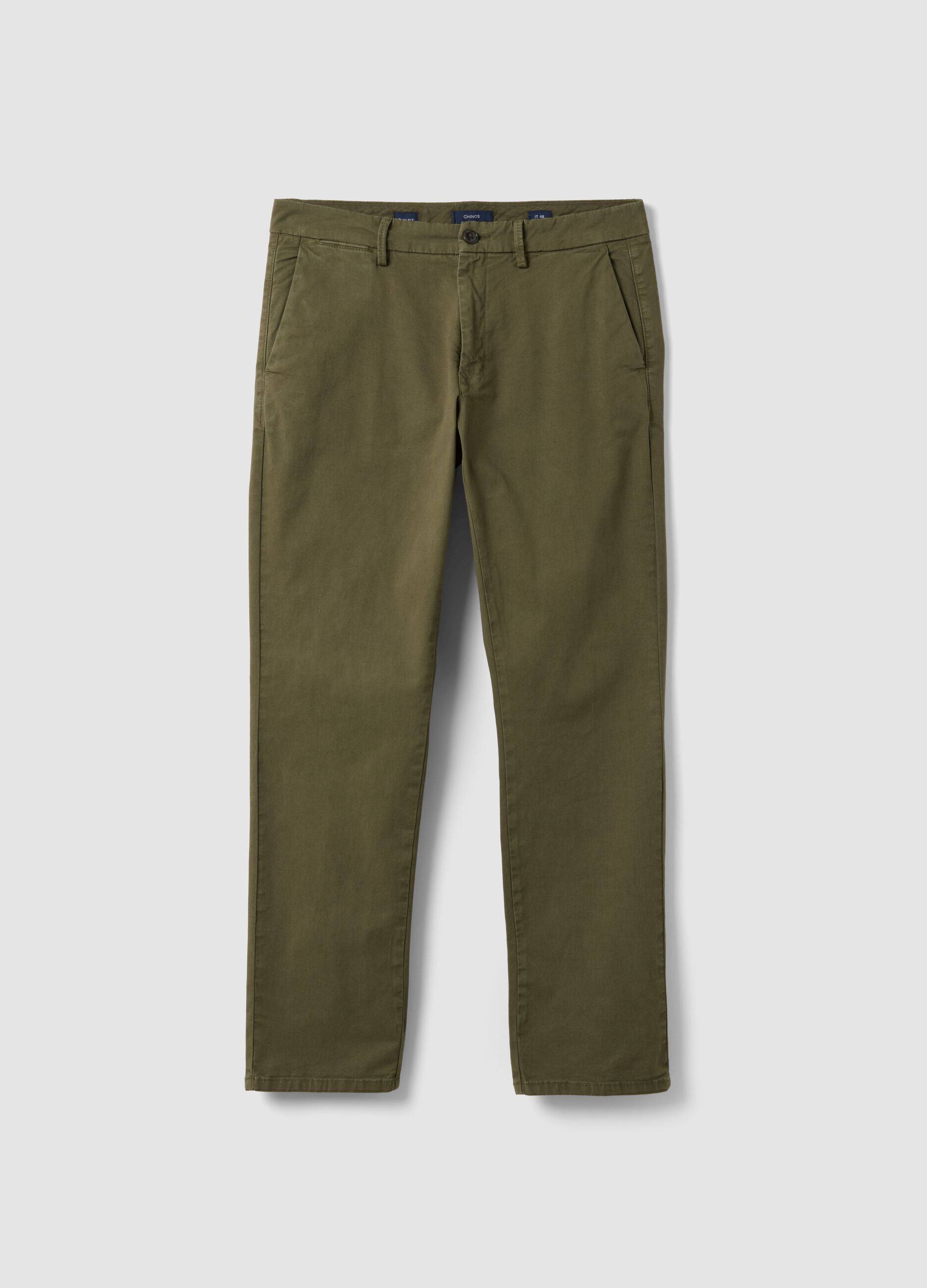 Green slim-fit stretch cotton chino trousers