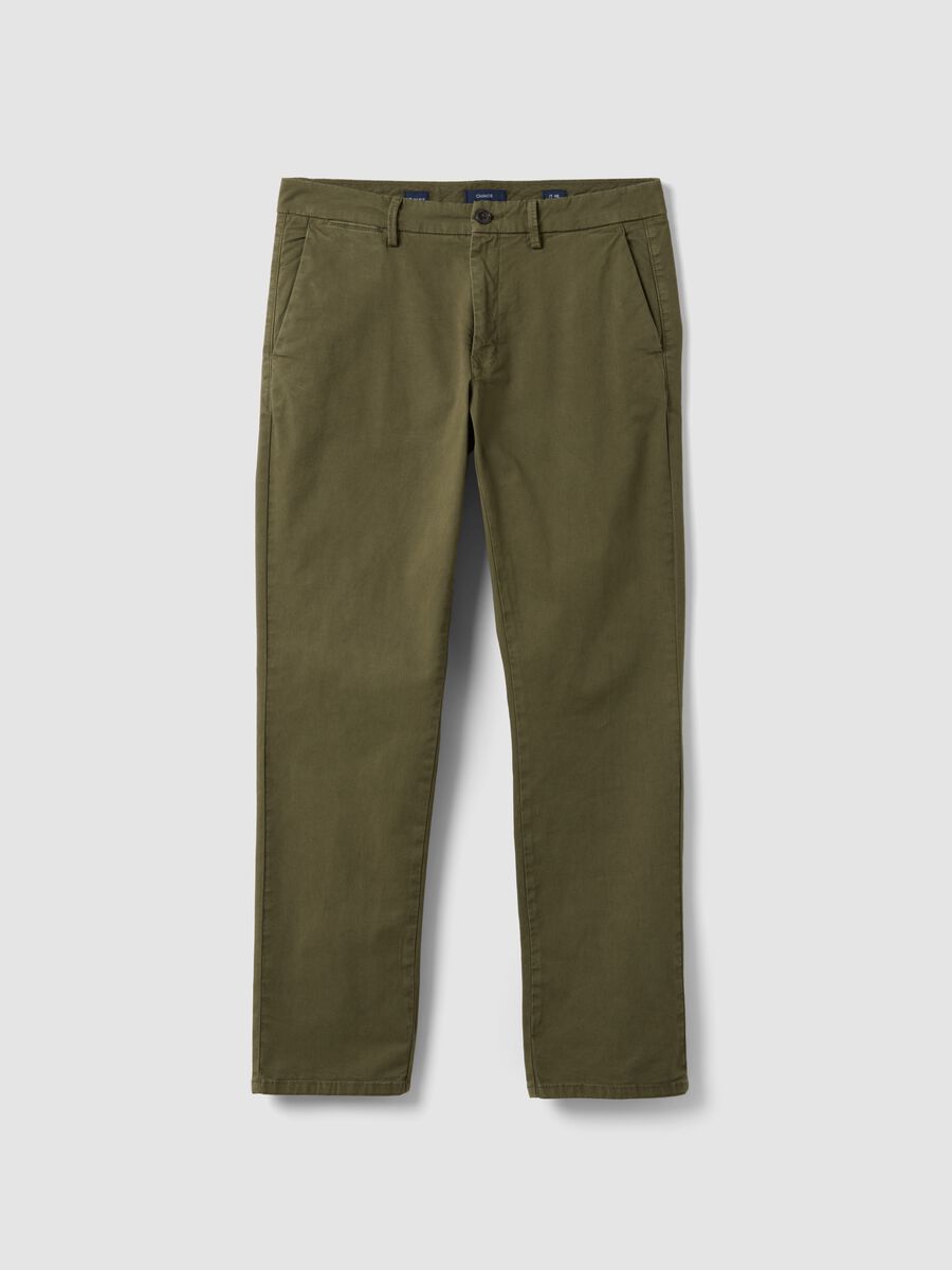 Green slim-fit stretch cotton chino trousers_4