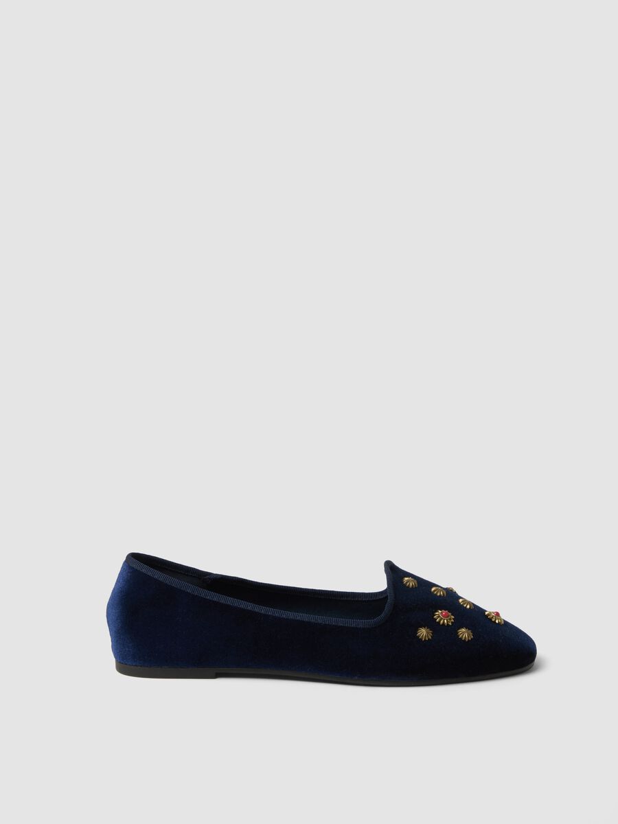 Friulane blu con applicazioni gioiello dorate_0