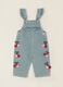Baby Girls&rsquo; Denim Dungarees with Cherry Embroidery in Viscose Blend_0