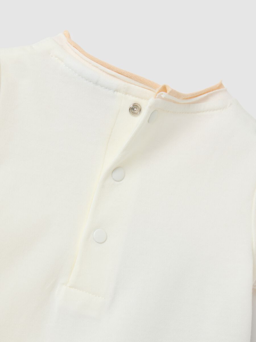 Baby bodysuit in pure white cotton with print_3