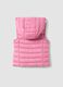 Pink padded ultralight gilet with hood and zip for girls_5