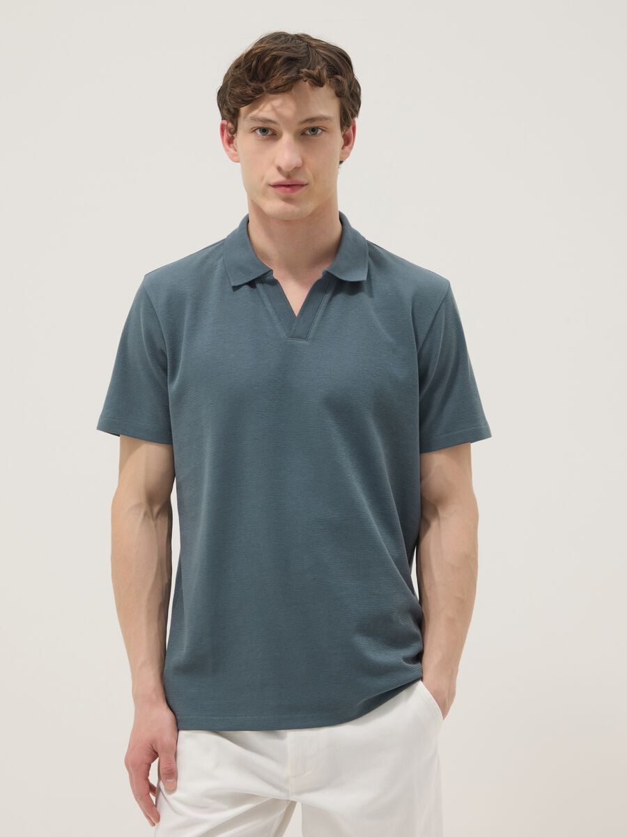 Green stretch cotton short-sleeve polo_1