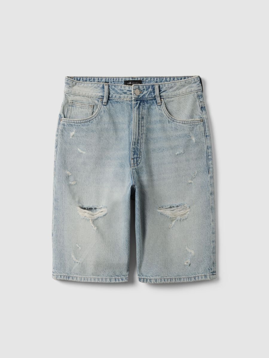 Blue denim skater fit pure cotton shorts with rips_4