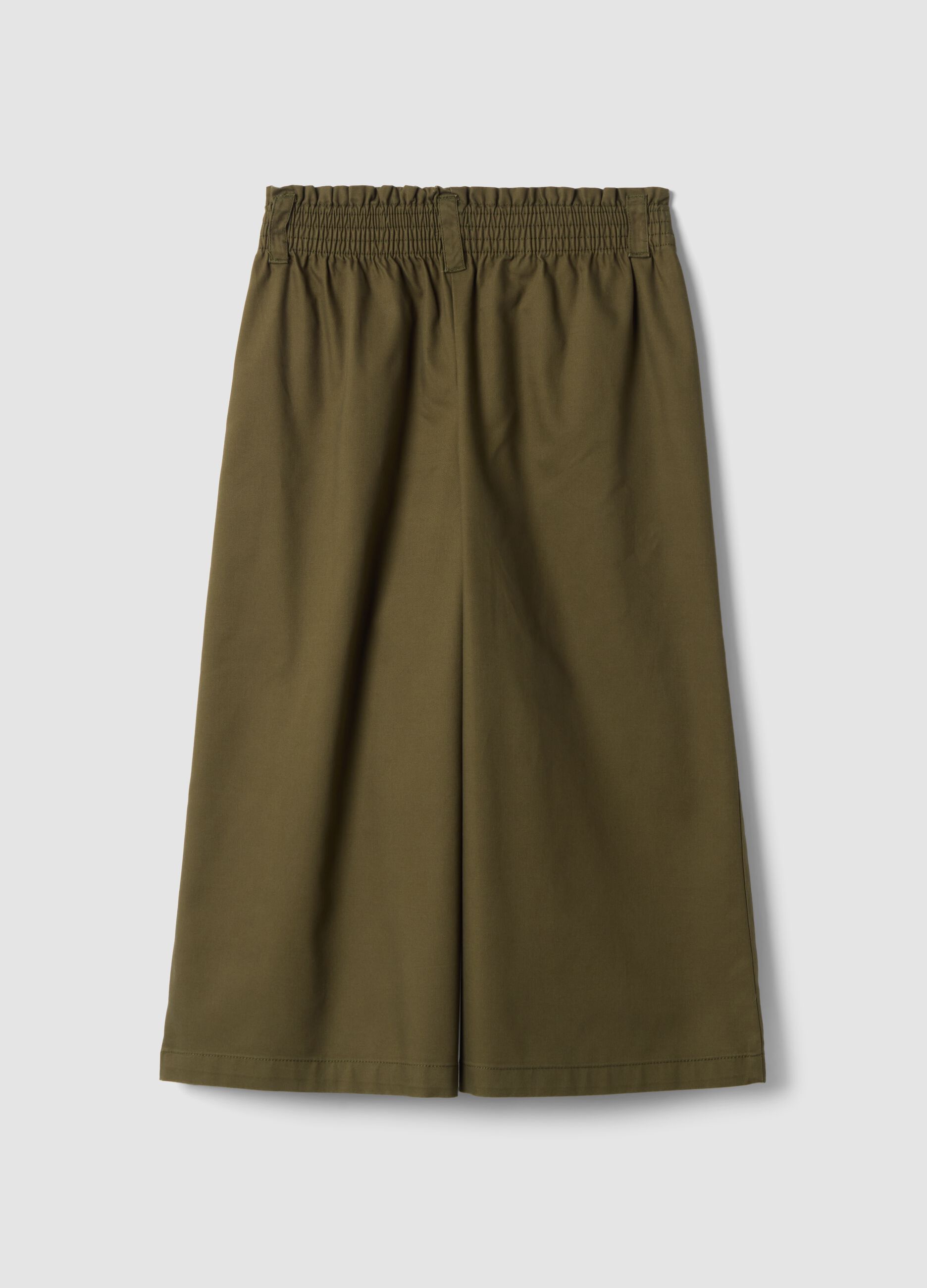 Green wide-leg jogger trousers in cotton and lyocell blend for girls