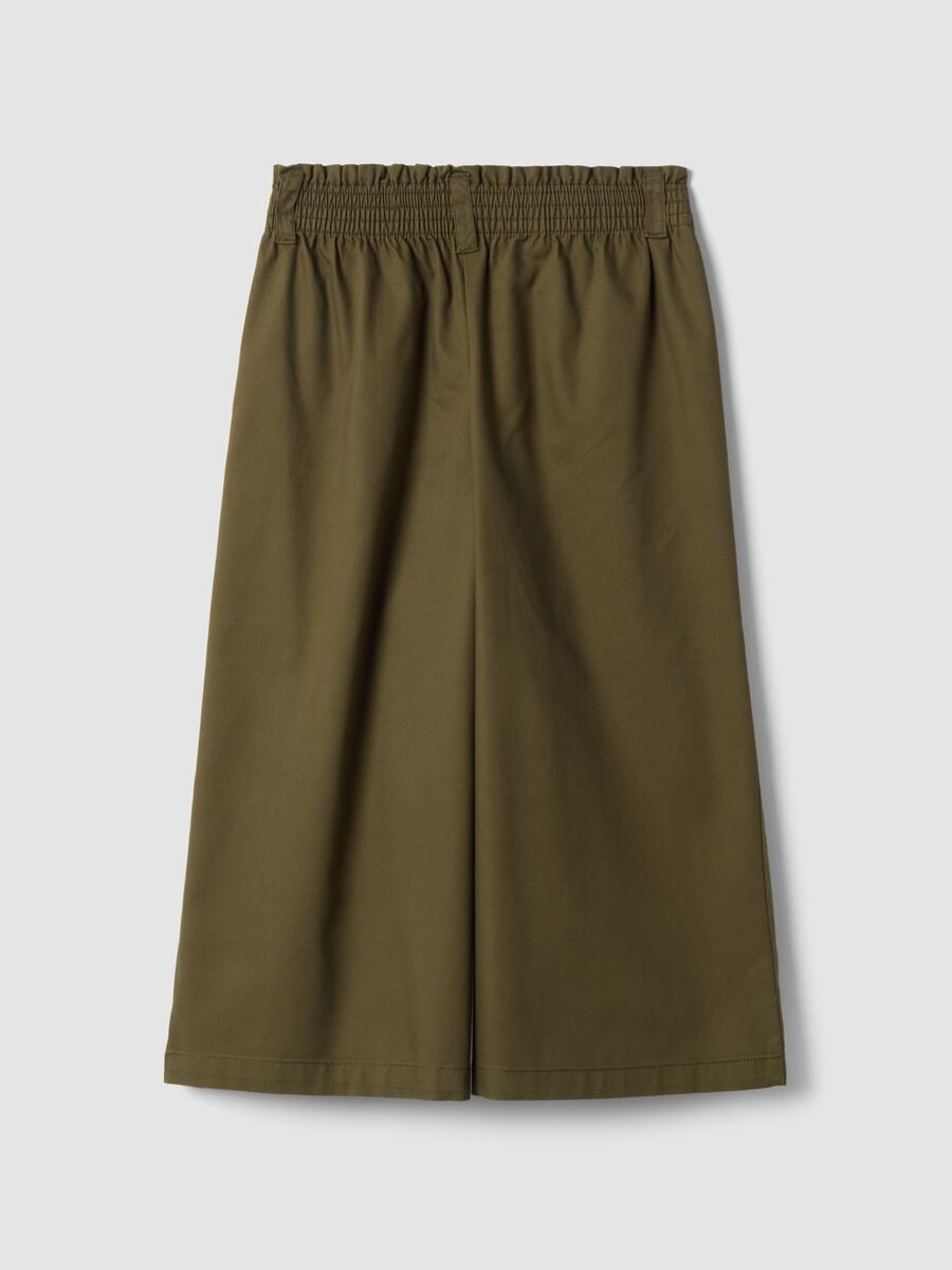 Pantaloni jogger verdi wide leg in misto cotone e lyocell per bambina_2
