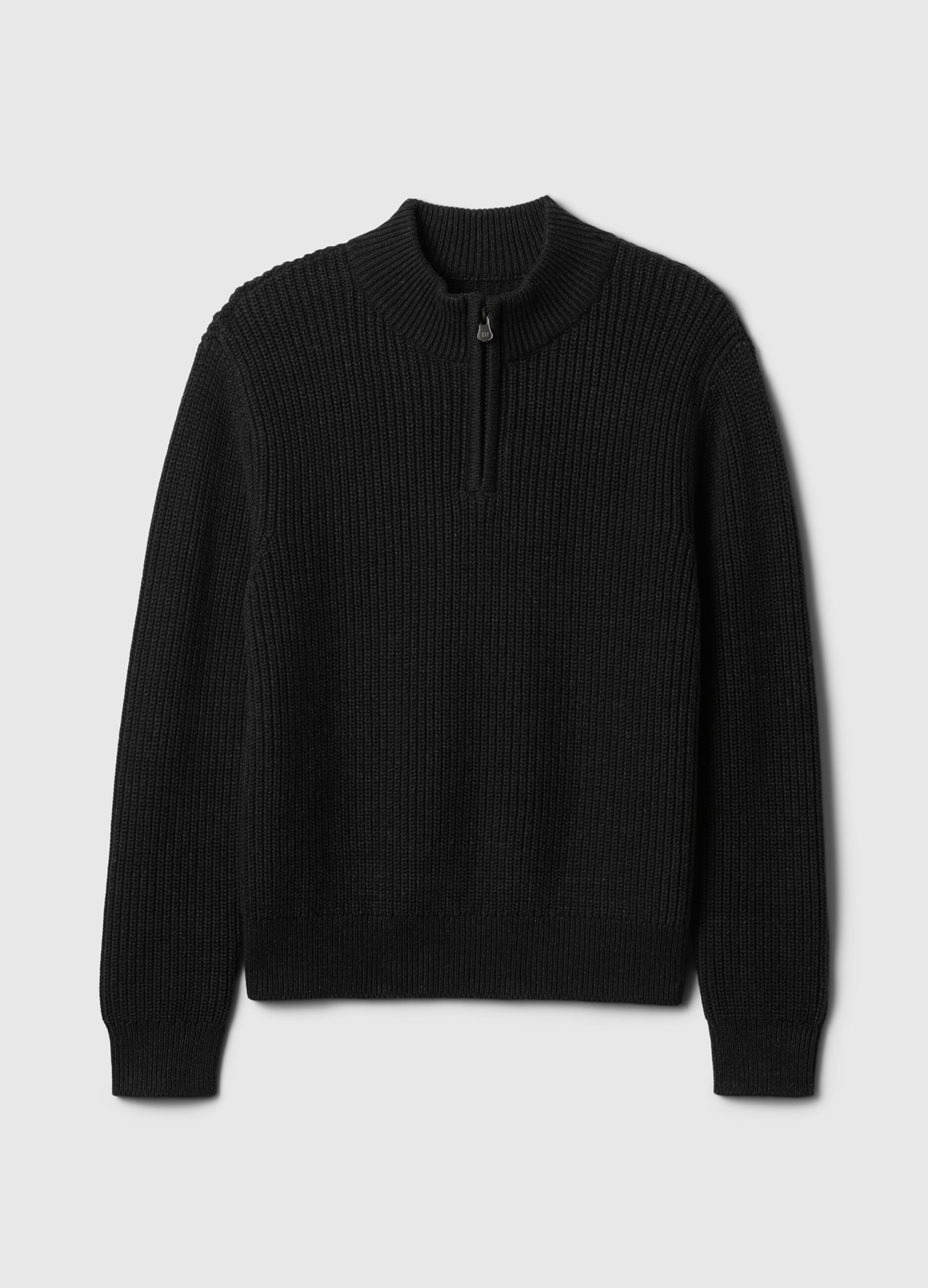 Mock neck pullover with half zip