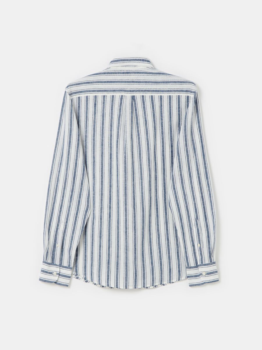 Regular-fit shirt in striped cotton and linen_4