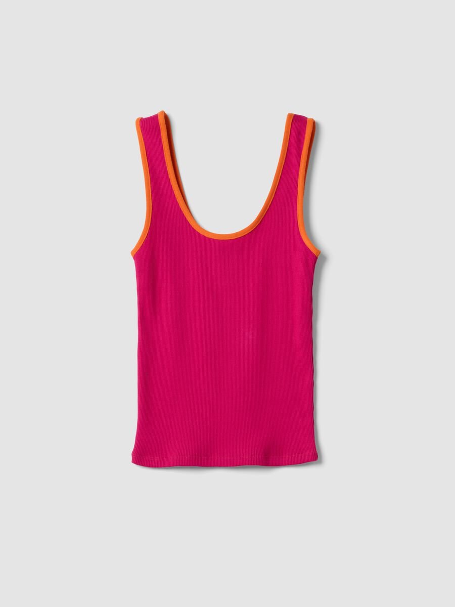 Tank top rosa in puro cotone a costine_0