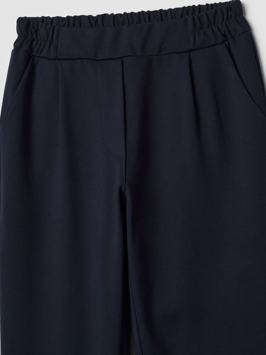 Navy blue stretch viscose regular-fit trousers_5
