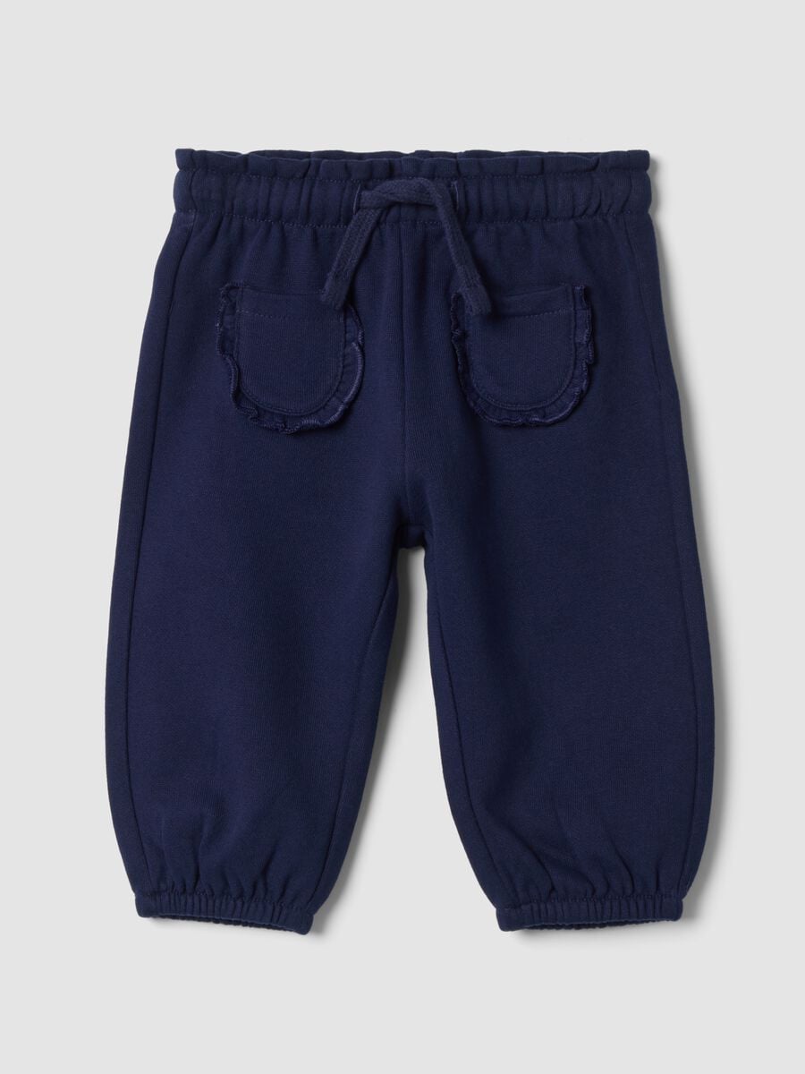 Pantaloni blu notte in puro cotone organico_0