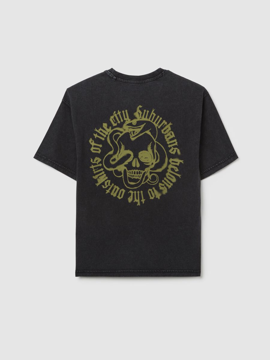 Boys’ black over-fit T-shirt in 100% cotton with graphic print_4