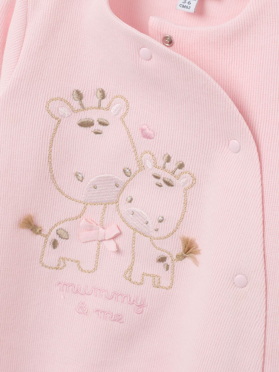 Baby sleepsuit in pure pink cotton with lions_2