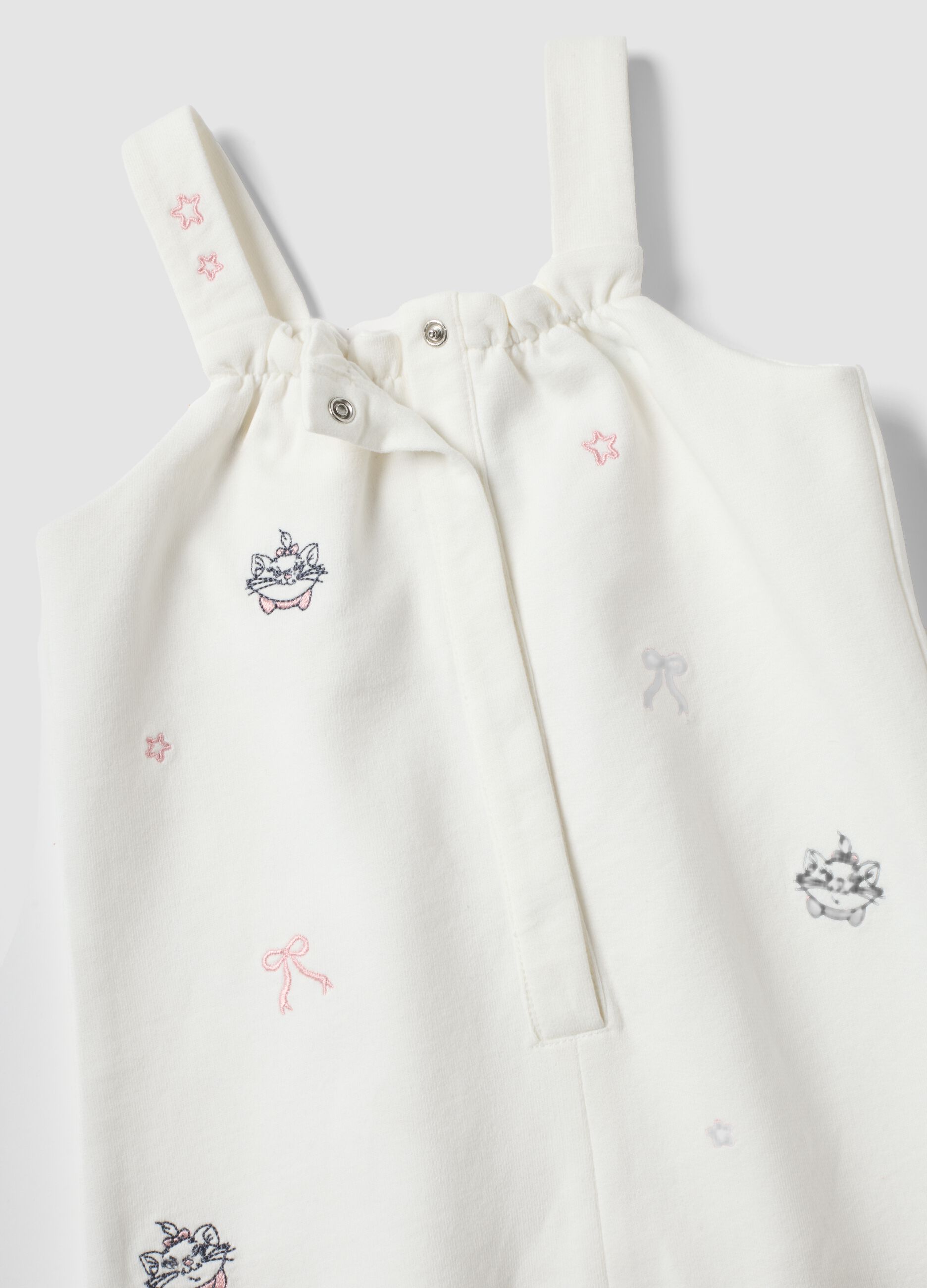 White and pink organic cotton set with The Aristocats embroidery for baby girl