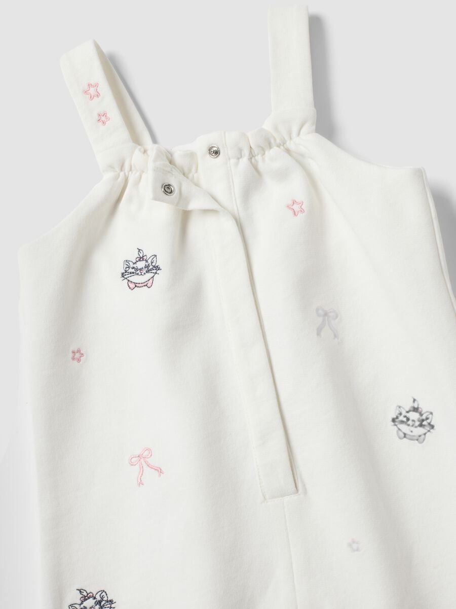 Completo bianco e rosa in cotone organico con ricami Aristogatti per neonata_3