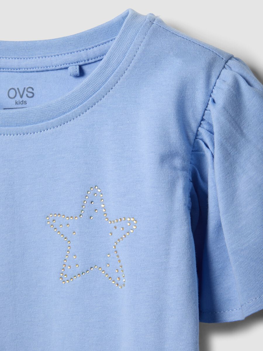 T-shirt in puro cotone azzurra da bambina regular fit con stella_2