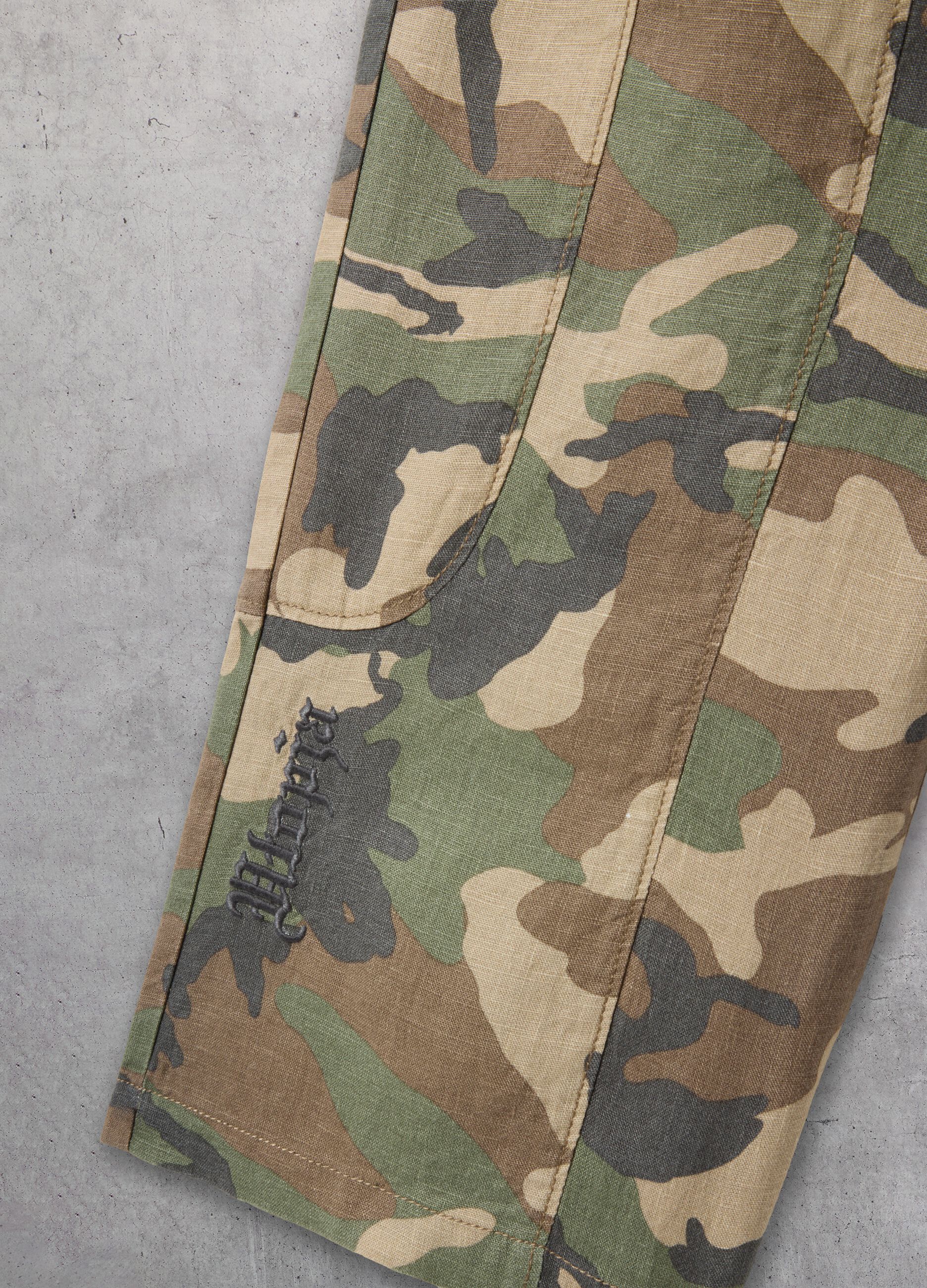 100% Linen Wide-Leg Camo Trousers