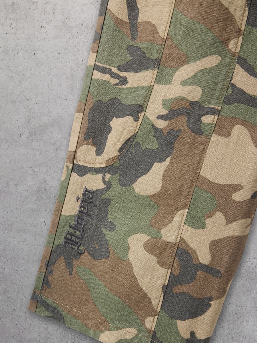 100% Linen Wide Leg Pants Camo_7