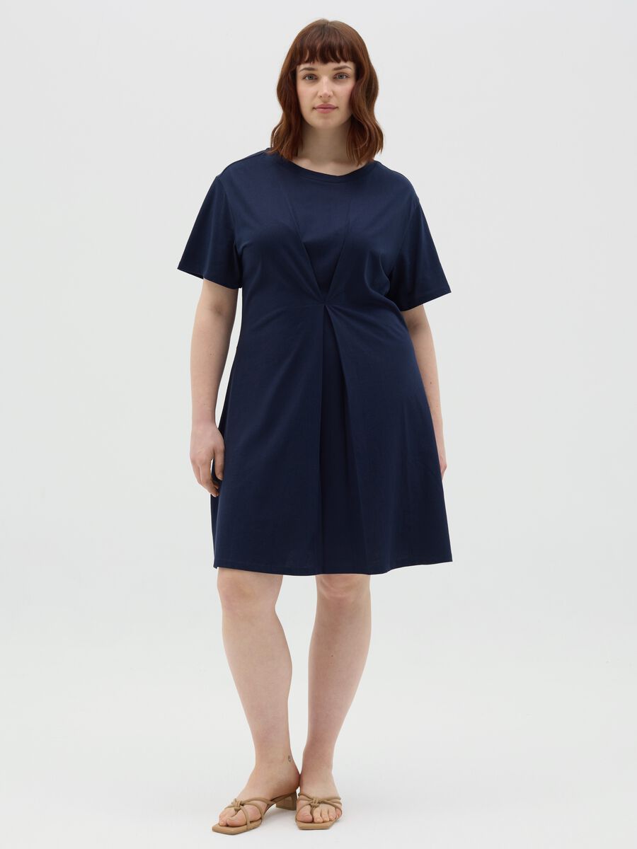 Curvy blue dress in cotton_0