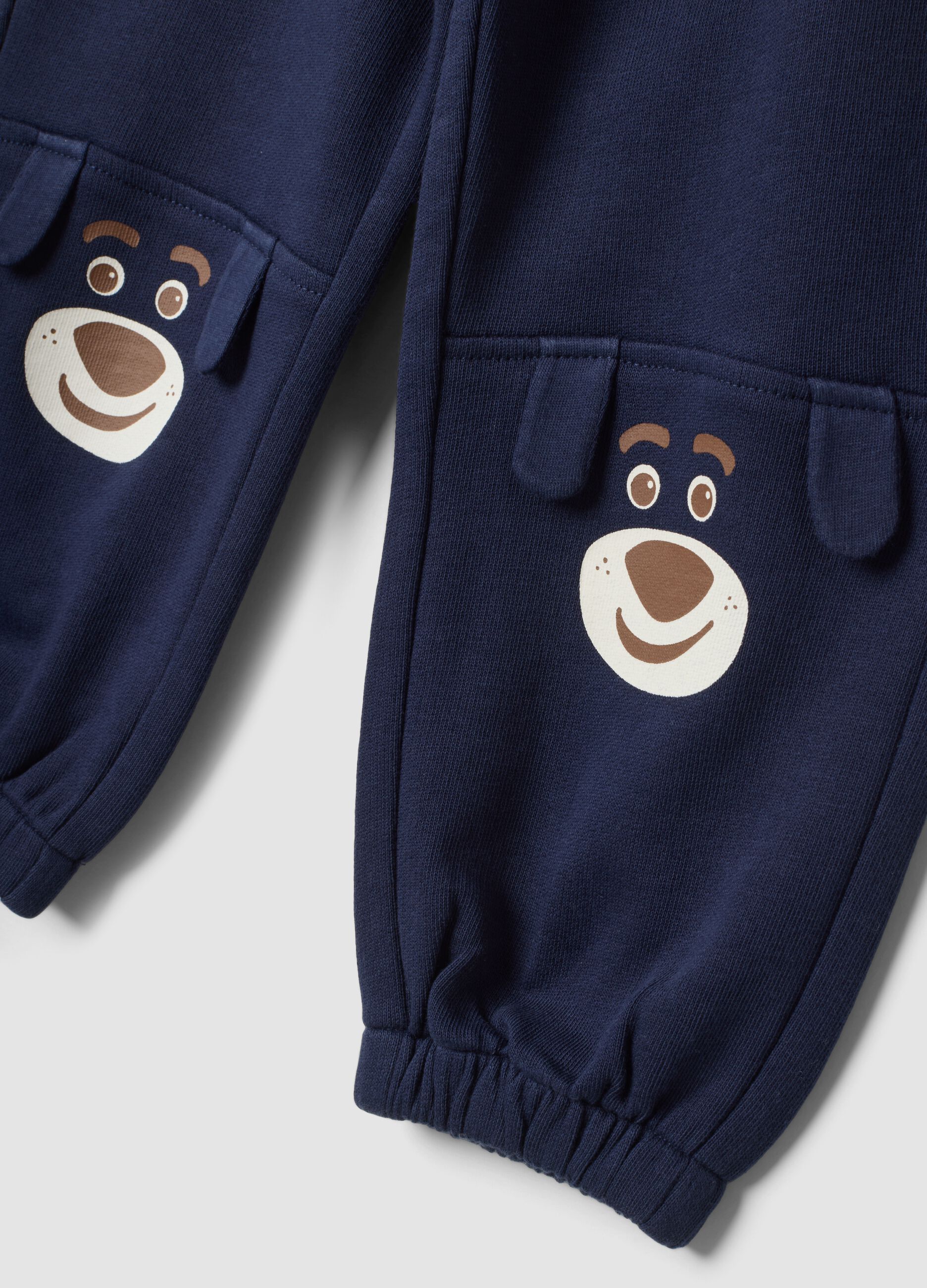 Blue cotton and viscose blend jogger trousers