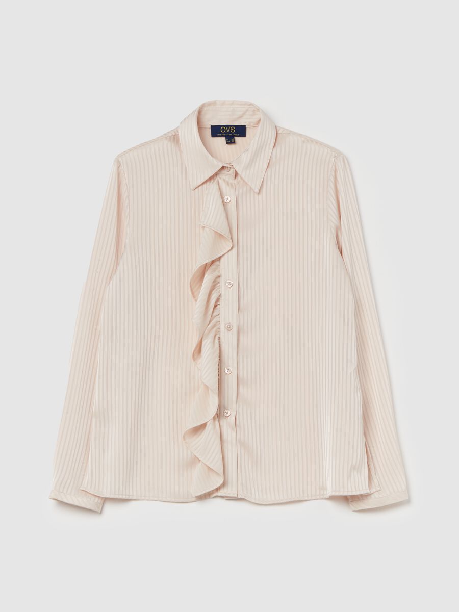 Camicia in satin a righe con volant_4