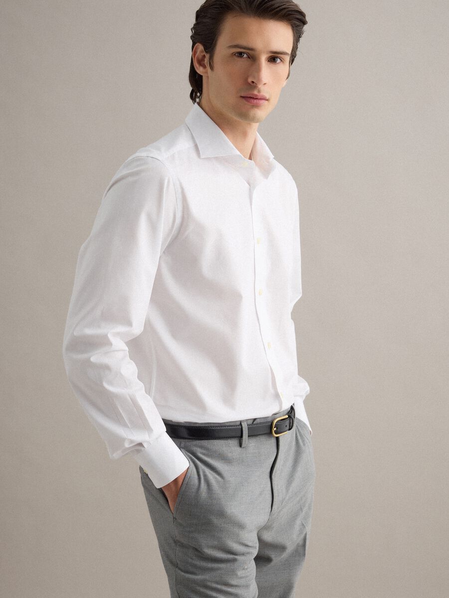 Slim fit white pure cotton shirt_0