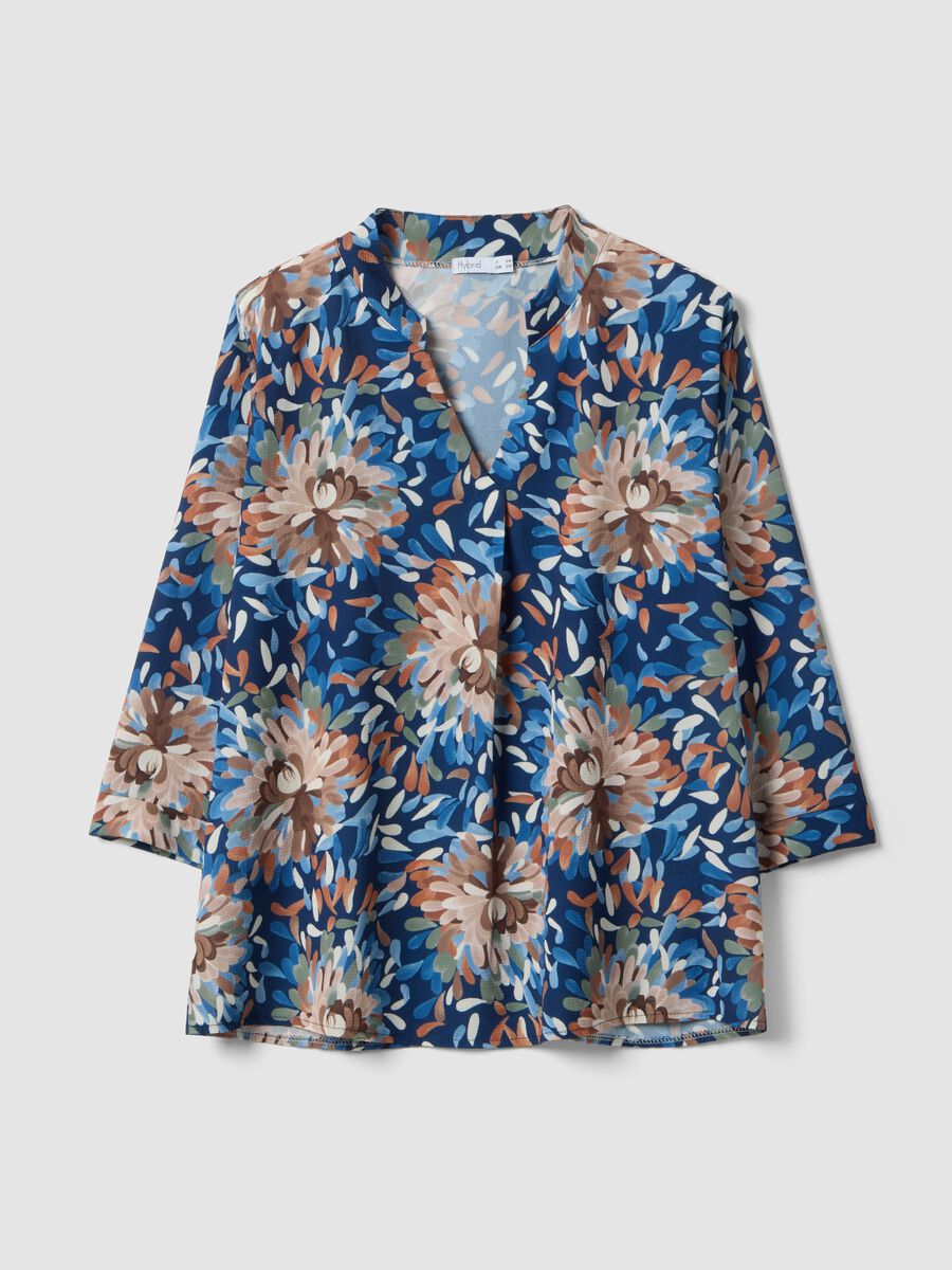 Maglia a maniche lunghe multicolor regular fit con fantasia floreale_4