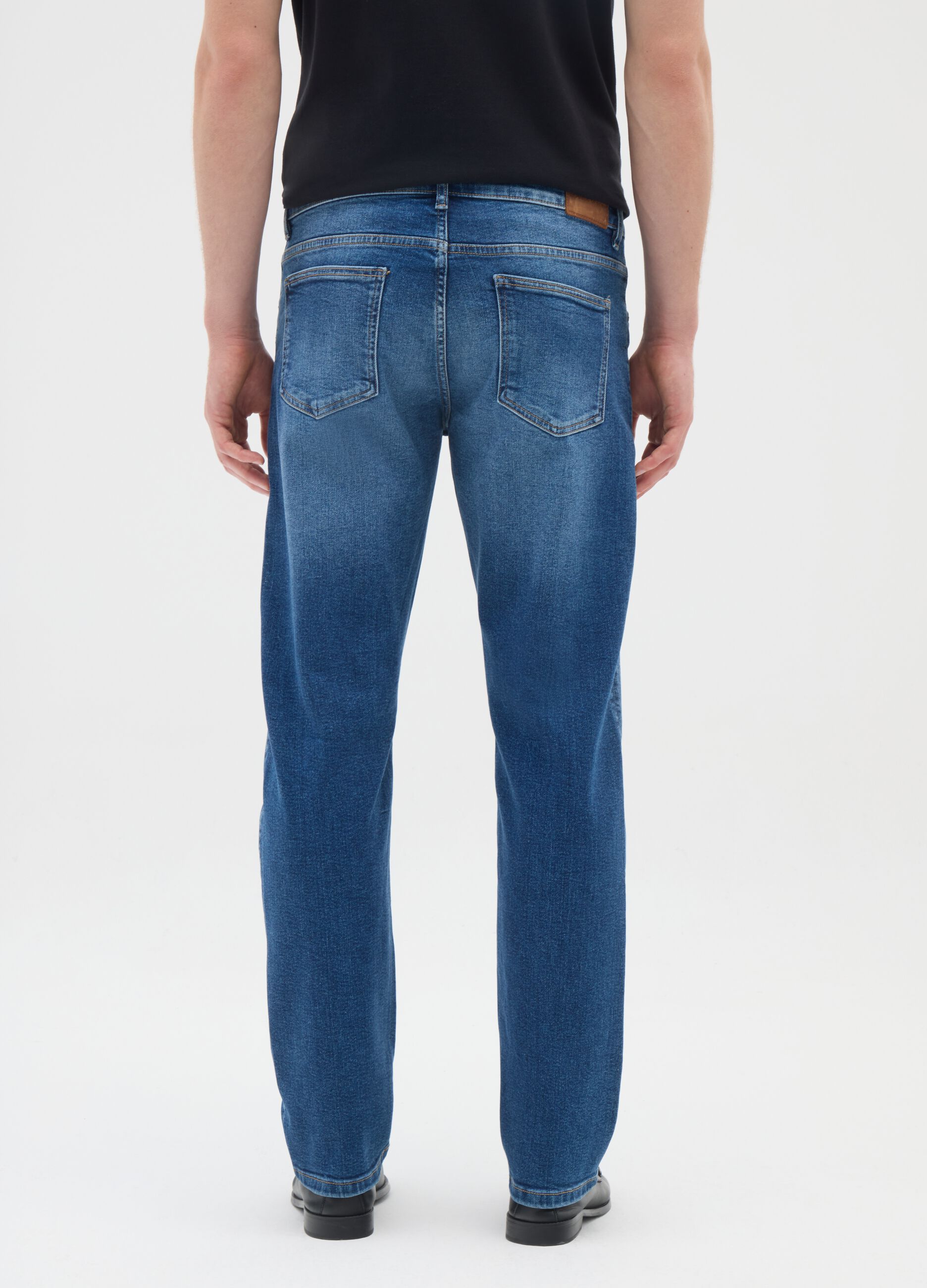 Jeans blu in denim elasticizzato