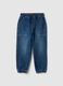 Blue cotton blend relaxed fit jogger jeans for children_0